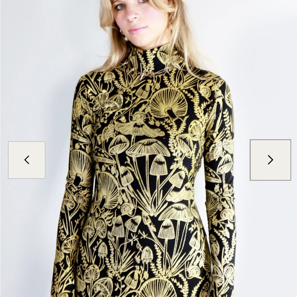 Gold on Black Shroomed Bandit Dress